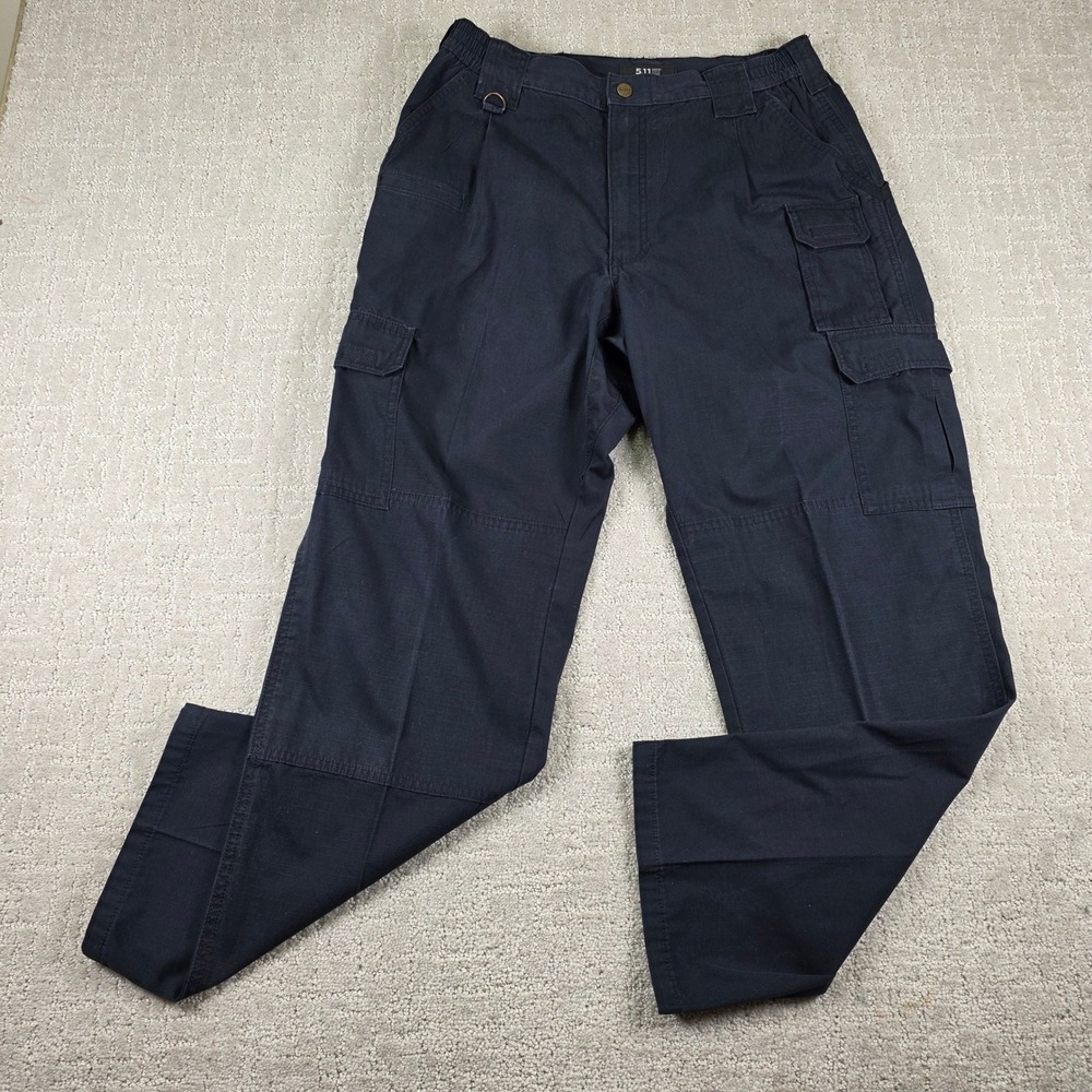 5.11 Tactical Mens Navy Blue Ripstop Cargo Pants 34x32 Utility Work Trousers
